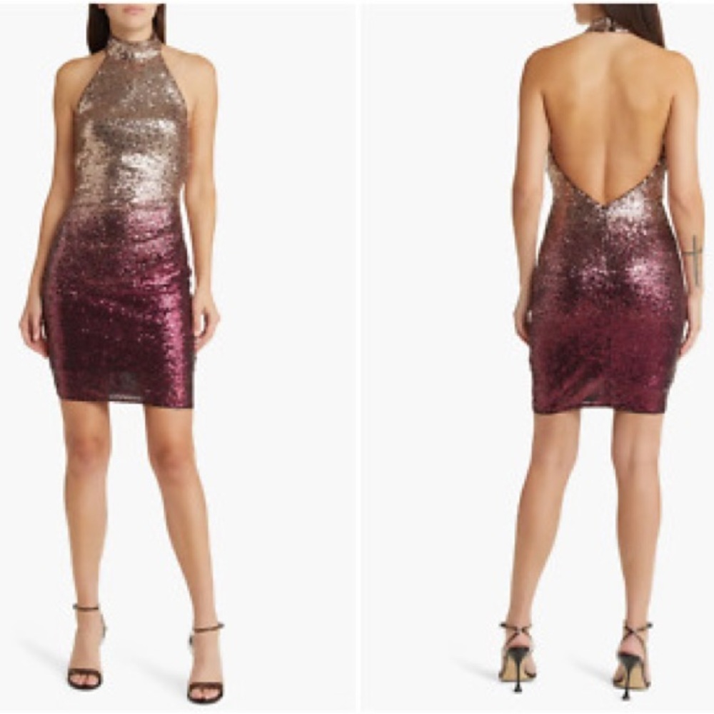 Badgley Mischka Pink Gold Strapless Bodycon Dress Night Out - Picture 1 of 11